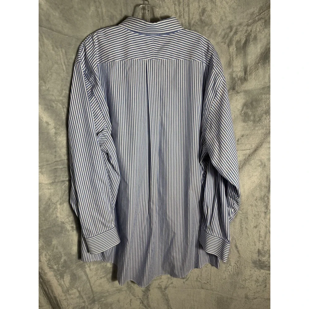 Lands End Mens 19-36 Big & Tall No Iron‎ Supima Cotton  Oxford Shirt Blue 3X